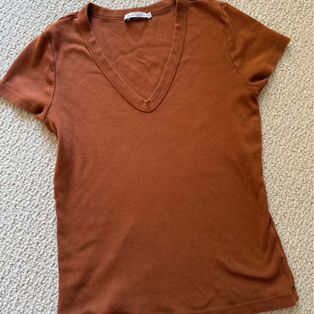 Michael Stars Burnt Orange V-Neck Tee